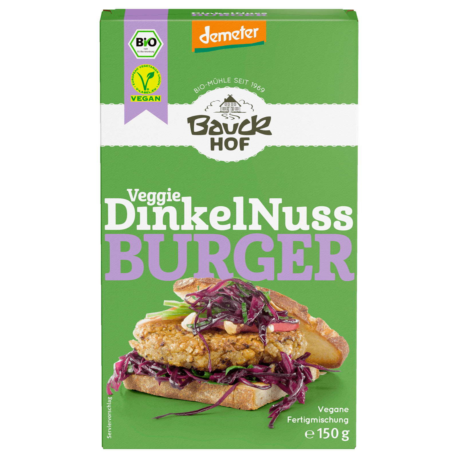 Bauckhof Bio Demeter Veggie Dinkelnuss-Burger Vegan 150g