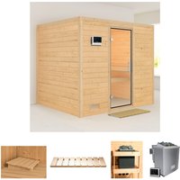 Karibu Sauna "Malena", (Set), 9-kW-Bio-Ofen mit externer Steuerung